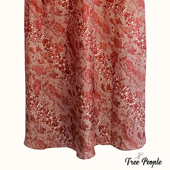 FREE PEOPLE NEW Boho Snake Print Silky A-Line Maxi Skirt 12 - Picture 9 of 11
